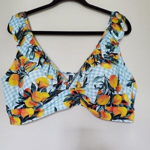 Torrid Bikini Size 3 Blue Lemon Checked